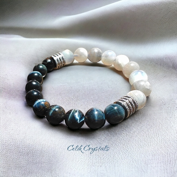 Men's AAA Blue Tiger Eye Bracelet 10mm - Picture 2 of 9